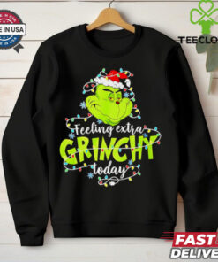 Feeling extra Grinch today Santa hat lights Christmas 2024 shirt