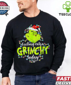 Feeling extra Grinch today Santa hat lights Christmas 2024 shirt 1 Feeling extra Grinch today Santa hat lights Christmas 2024 shirt
