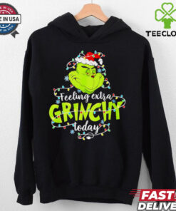 Feeling extra Grinch today Santa hat lights Christmas 2024 shirt 2 Feeling extra Grinch today Santa hat lights Christmas 2024 shirt