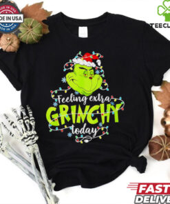 Feeling extra Grinch today Santa hat lights Christmas 2024 shirt 3 Feeling extra Grinch today Santa hat lights Christmas 2024 shirt
