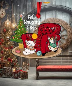 Feliz Naughty Cats, Gift For Cat Lovers, Personalized Acrylic Ornament, Sofa Cats Ornament