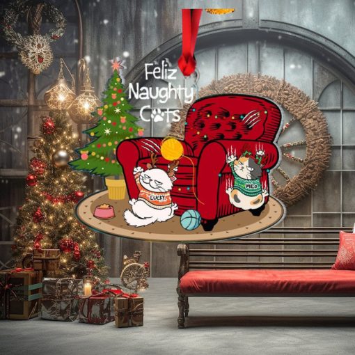 Feliz Naughty Cats, Gift For Cat Lovers, Personalized Acrylic Ornament, Sofa Cats Ornament