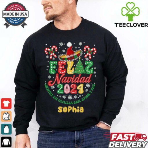 Feliz Navidad 2024, Juntos En Familia Con Amor Y Paz, Spanish Merry Christmas Shirt