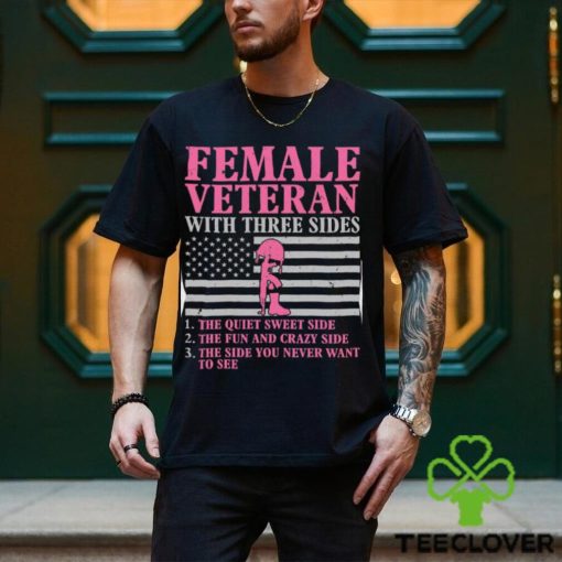 Female Veteran with Three Sides Women Veteran Mother Grandma T Shirt