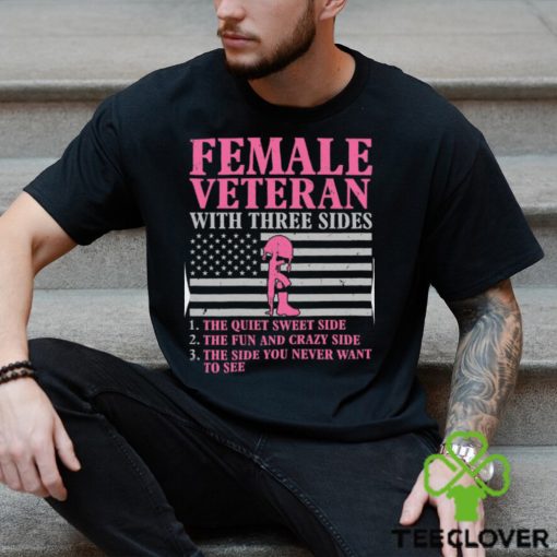 Female Veteran with Three Sides Women Veteran Mother Grandma T Shirt