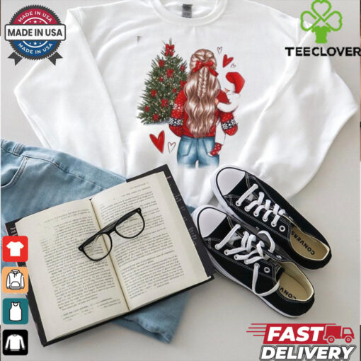 Festive Christmas Mother and Baby Graphic T Shirt