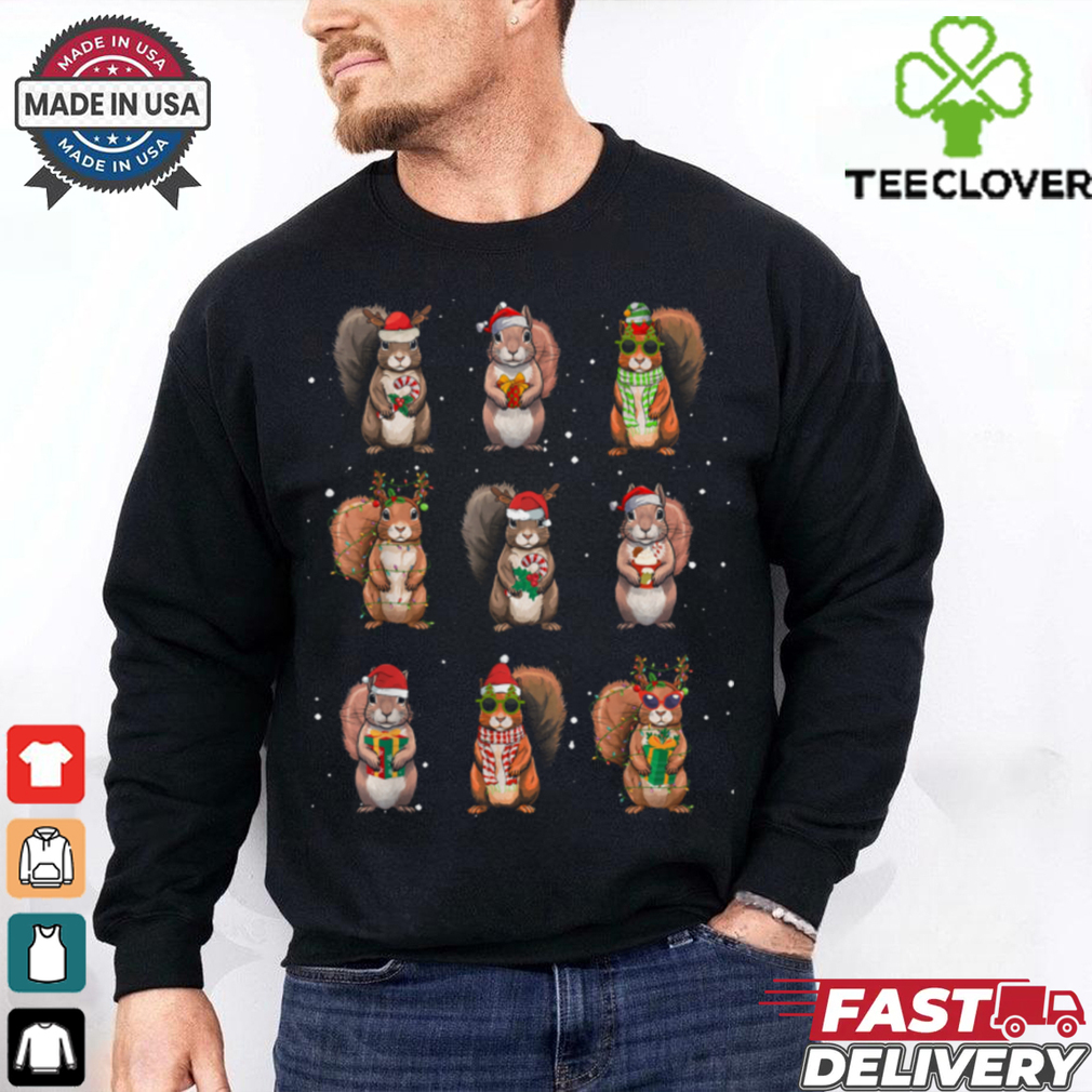 Festive Christmas Squirrels Graphic T Shirt Festive Christmas Squirrels Graphic T Shirt
