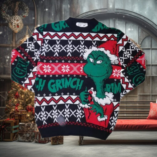 Festive Grinch Christmas ugly Sweater – Ugly Holiday Party Knitwear