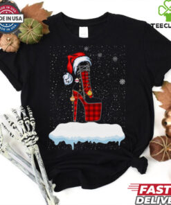 Festive High Heel Christmas Plaid Holiday Shirt
