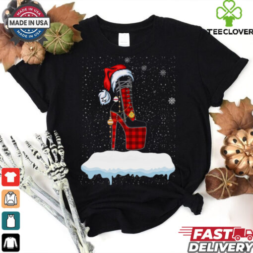 Festive High Heel Christmas Plaid Holiday Shirt