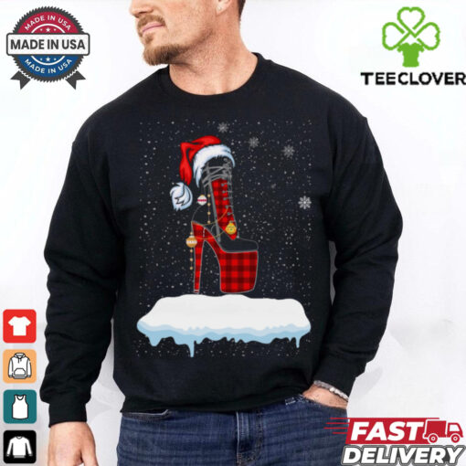 Festive High Heel Christmas Plaid Holiday Shirt