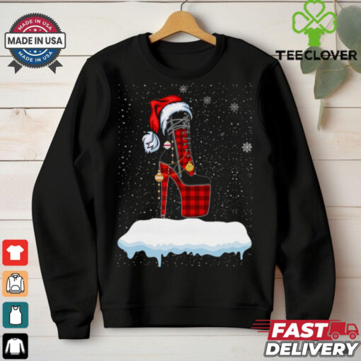 Festive High Heel Christmas Plaid Holiday Shirt