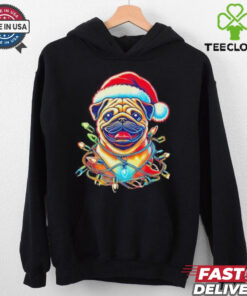 Festive Pug With Santa Hat And Christmas 2024 Lights Cute Shirt 1 Festive Pug With Santa Hat And Christmas 2024 Lights Cute Shirt