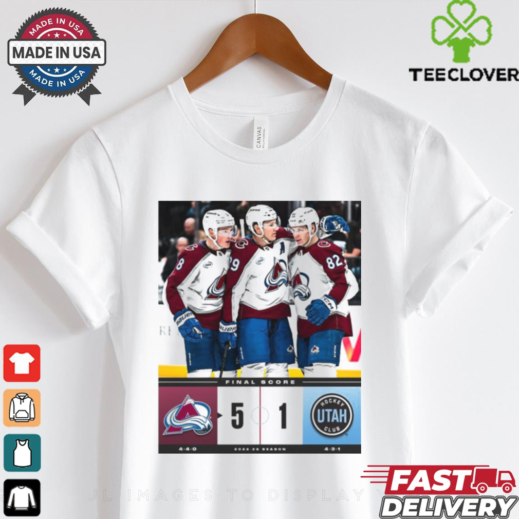 Final Score Colorado Avalanche 5 – 1 Utah Hockey Club NHL 2024 25 Season t shirt Final Score Colorado Avalanche 5 – 1 Utah Hockey Club NHL 2024 25 Season t shirt