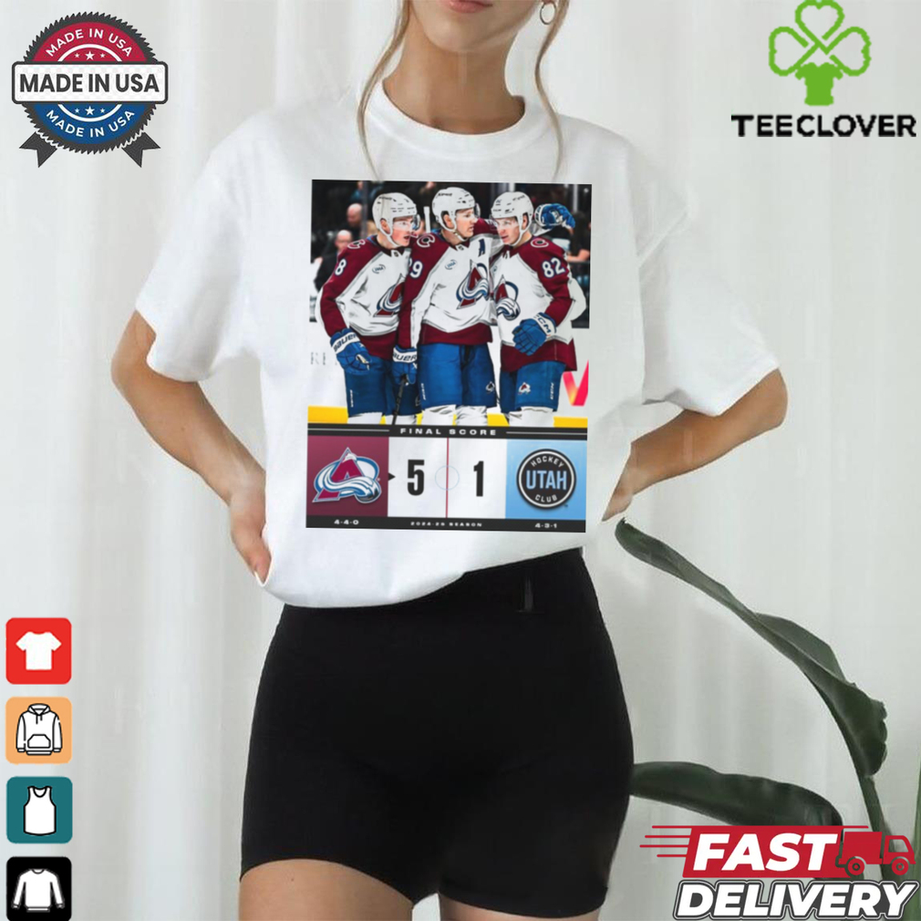 Final Score Colorado Avalanche 5 – 1 Utah Hockey Club NHL 2024 25 Season t shirt Final Score Colorado Avalanche 5 – 1 Utah Hockey Club NHL 2024 25 Season t shirt
