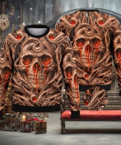 Fire Skull Full Print For Skull Lovers 3D Ugly Sweater Christmas Gift Sweater