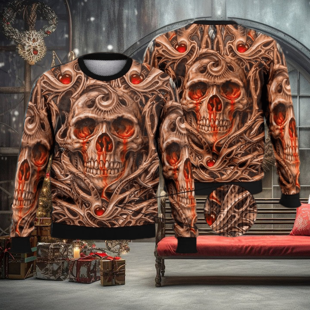 Fire Skull Full Print For Skull Lovers 3D Ugly Sweater Christmas Gift Sweater Fire Skull Full Print For Skull Lovers 3D Ugly Sweater Christmas Gift Sweater