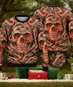 Fire Skull Full Print For Skull Lovers 3D Ugly Sweater Christmas Gift Sweater