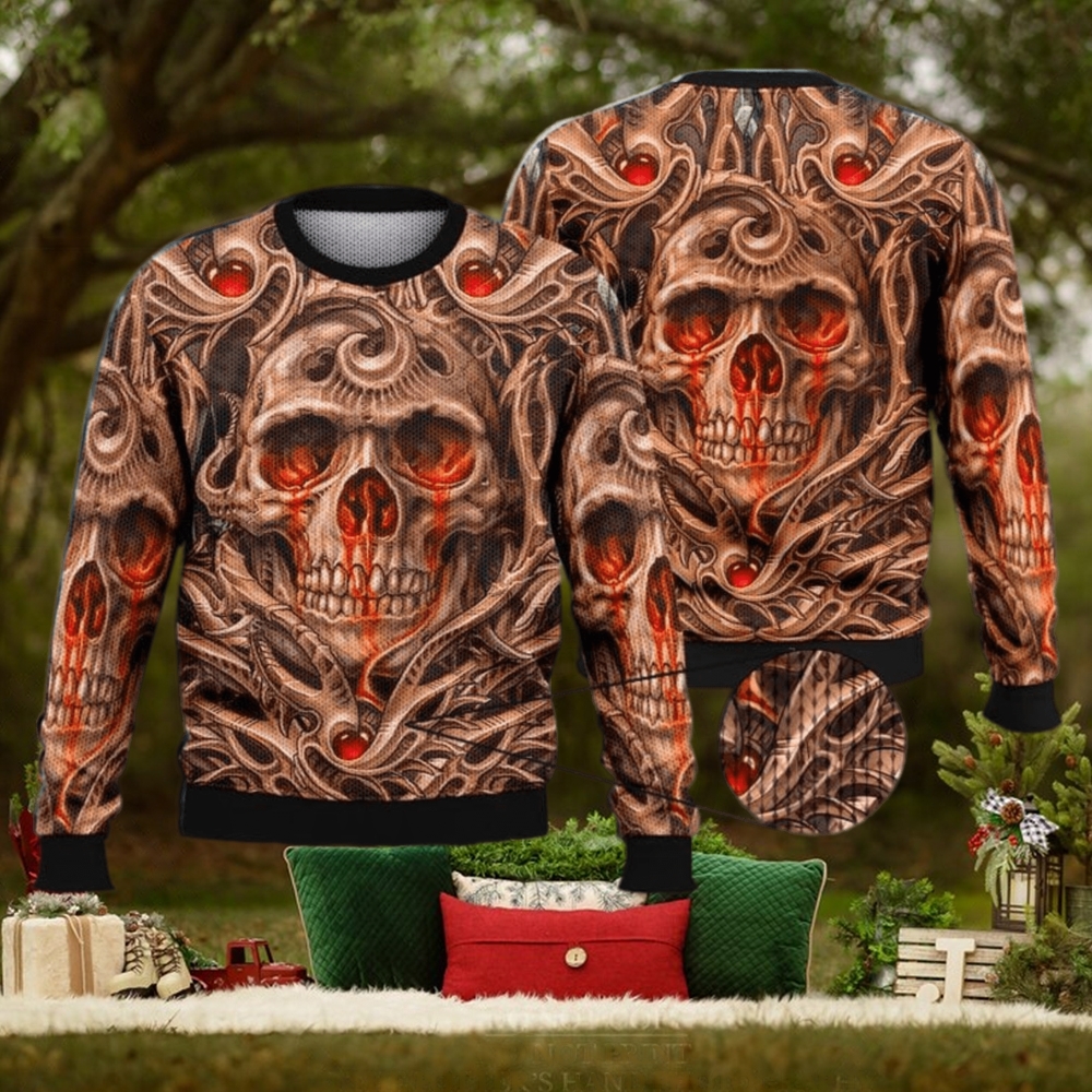 Fire Skull Full Print For Skull Lovers 3D Ugly Sweater Christmas Gift Sweater Fire Skull Full Print For Skull Lovers 3D Ugly Sweater Christmas Gift Sweater