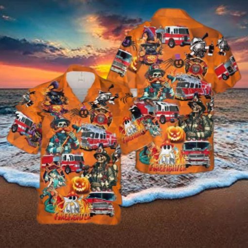 Fire Trucks Halloween Hawaiian Shirt