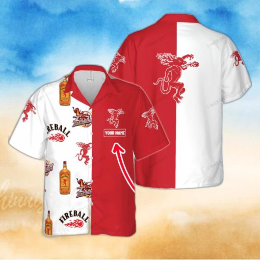 Fireball Cinnamon Whisky Handmade Custom Name Design Hawaiian Shirt For Men And Women Gift Beach