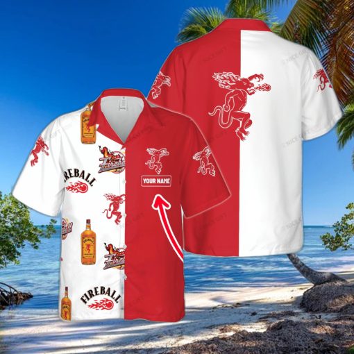 Fireball Cinnamon Whisky Handmade Custom Name Design Hawaiian Shirt For Men And Women Gift Beach