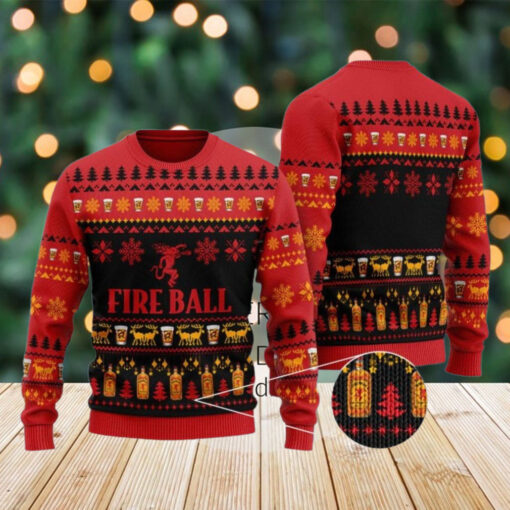 Fireball Whisky Christmas Ugly Sweater, Whisky 3D Ugly Sweater Party, Holiday Men Sweater, Whisky Lover Gift, Family Christmas Sweater