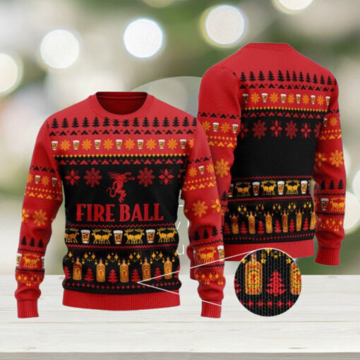 Fireball Whisky Christmas Ugly Sweater, Whisky 3D Ugly Sweater Party, Holiday Men Sweater, Whisky Lover Gift, Family Christmas Sweater