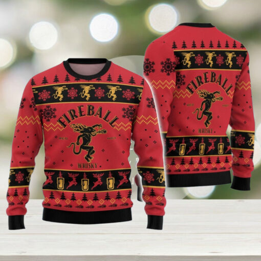 Fireball Whisky Ugly Sweater, Whisky Holiday Sweater, Fireball Drink Christmas Sweater,