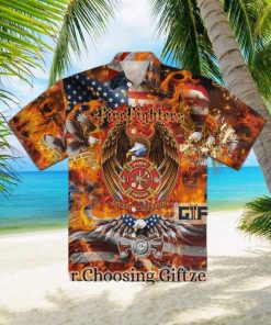 Firefighter Eagle American Hawaiian Shirt