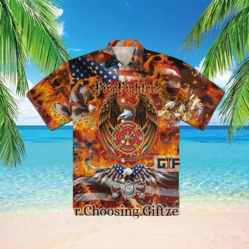 Firefighter Eagle American Hawaiian Shirt