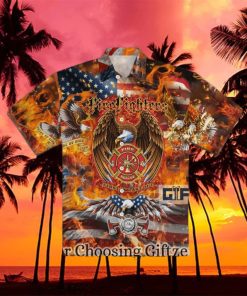Firefighter Eagle American Hawaiian Shirt 2 Firefighter Eagle American Hawaiian Shirt