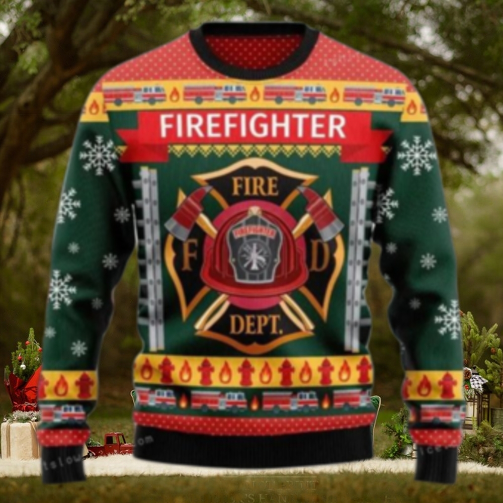 Firefighter Fire Dept Xmas Ugly Sweater Firefighter Fire Dept Xmas Ugly Sweater