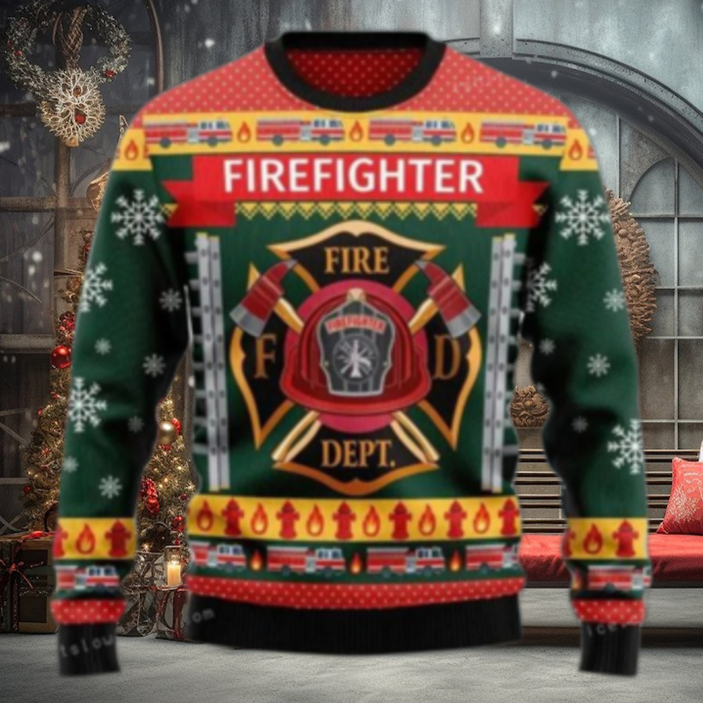 Firefighter Fire Dept Xmas Ugly Sweater Firefighter Fire Dept Xmas Ugly Sweater