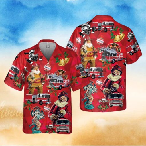 Firefighter Fire Truck Christmas Pocket Hawaiian Shirt