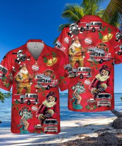 Firefighter Fire Truck Christmas Pocket Hawaiian Shirt