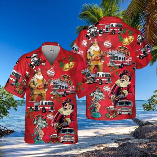 Firefighter Fire Truck Christmas Pocket Hawaiian Shirt