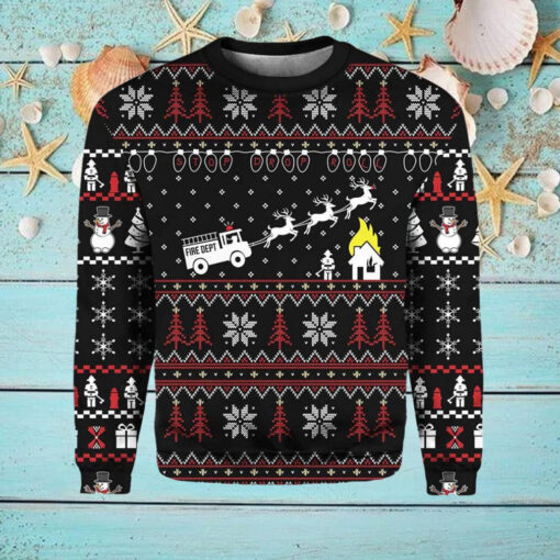 Firefighter Fire Ugly Christmas Sweater