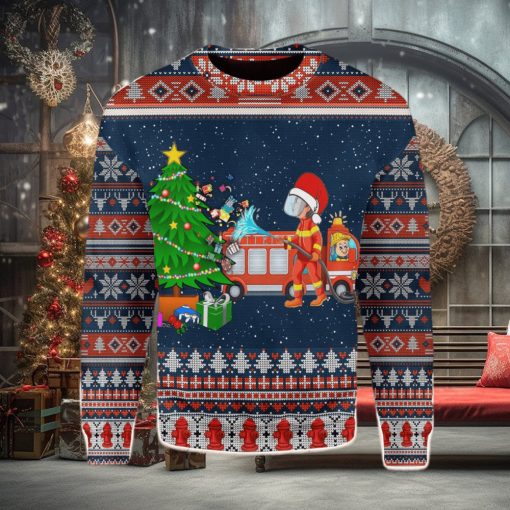 Firefighter Presents Christmas Tree Ugly Christmas Sweater Xmas Gift Men And Women Christmas Sweater