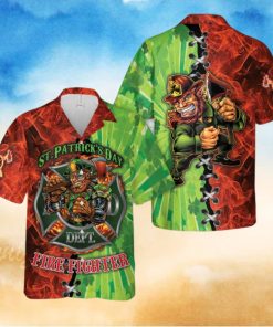 Firefighter Saint Patrick's Day Leprechaun Hawaiian Shirt