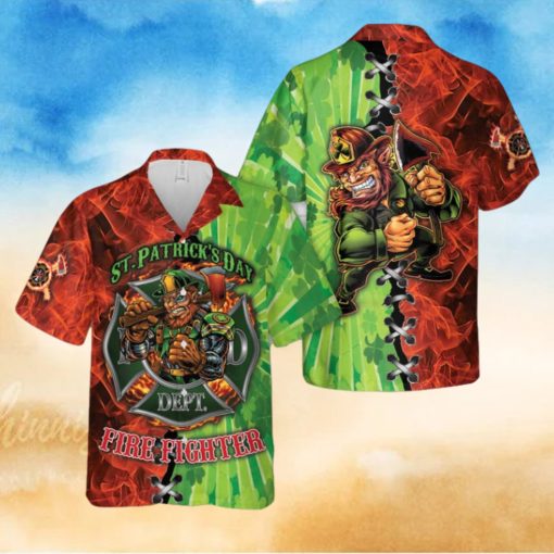 Firefighter Saint Patrick’s Day Leprechaun Hawaiian Shirt