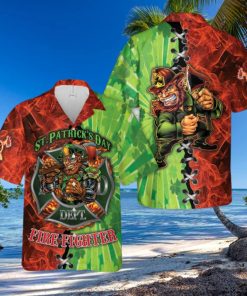 Firefighter Saint Patrick's Day Leprechaun Hawaiian Shirt