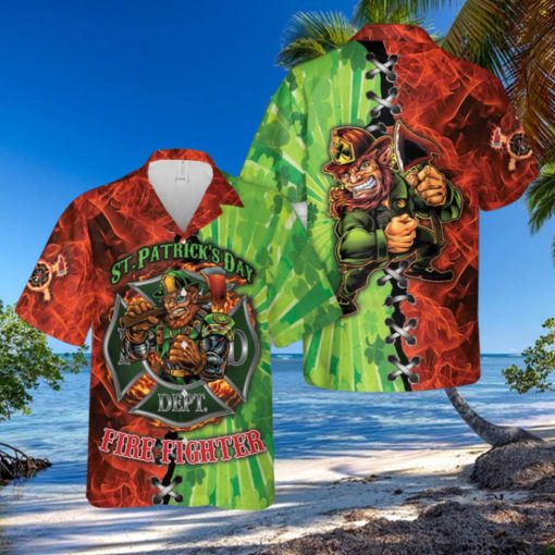 Firefighter Saint Patrick’s Day Leprechaun Hawaiian Shirt