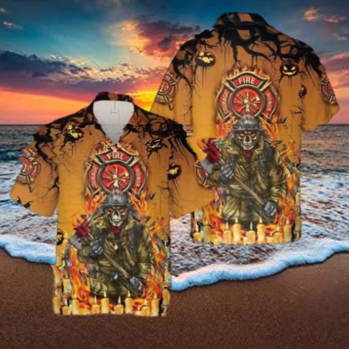 Firefighter Skull Halloween Hawaiian Shirt