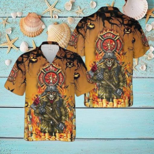 Firefighter Skull Halloween Hawaiian Shirt