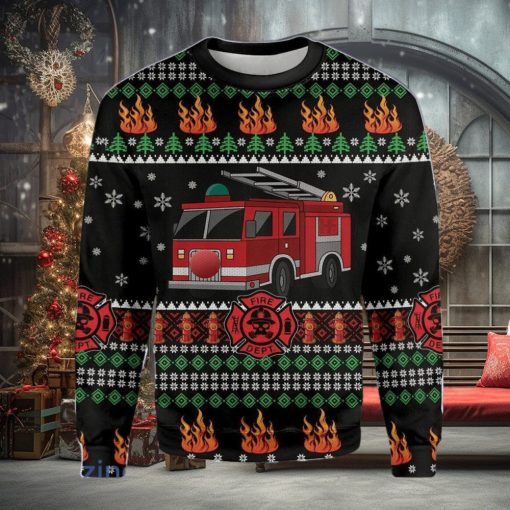 Firefighter Truck Merry Christmas Ugly Christmas Sweater Best Gift For Men And Women