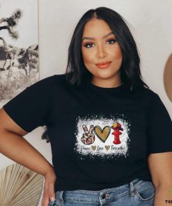 Firefighter Wife Life Peace Love Fire Heart Shirt
