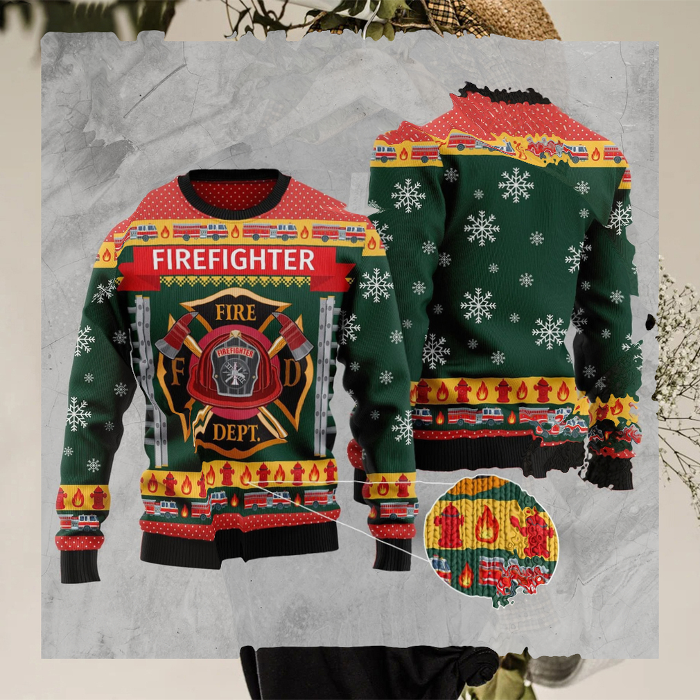 Firefighter Xmas Jumper Holiday Pullover Retro Christmas Sweater Ugly Christmas Sweater