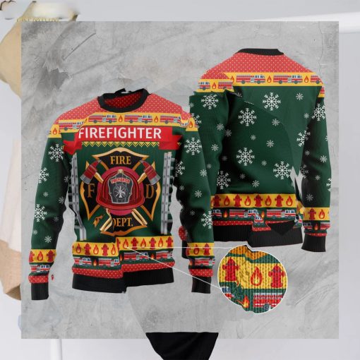 Firefighter Xmas Jumper Holiday Pullover   Retro Christmas Sweater   Ugly Christmas Sweater