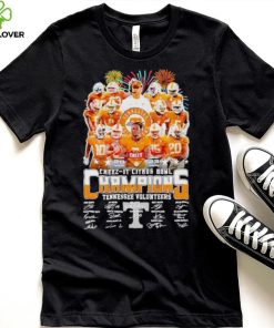 Fireworks 2023 Cheez It Citrus Bowl Champions Tennessee Volunteers signatures shirt